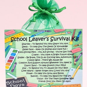 School Leaver's Survival Kit ~ Fun Novelty Gift & Card Alternative | Present | Greeting Cards | Unique Personalised School Leaver Gift