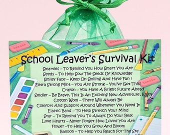 School Leaver's Survival Kit ~ Fun Novelty Gift & Card Alternative | Present | Greeting Cards | Unique Personalised School Leaver Gift