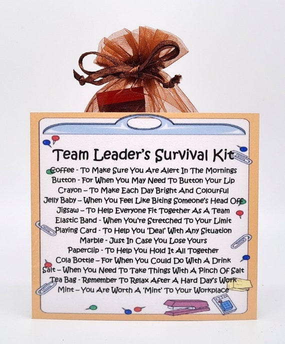 Team Leader Survival Kit Fun Novelty Gift & Card Alternative - Etsy