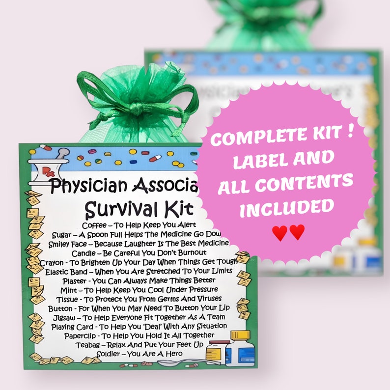 Physician Associate's Survival Kit ~ Fun Novelty Gift & Card | Birthday Present | Greeting Cards | Thank You |Personalised Gift | Keepsake