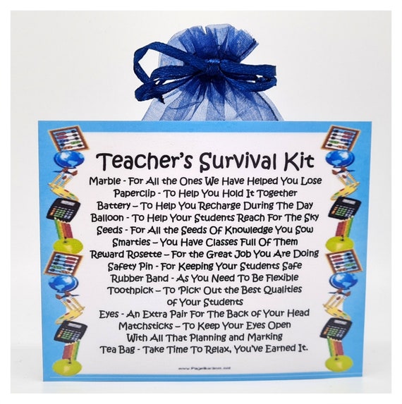 Teacher's Survival Kit Fun Novelty Gift & Card Etsy UK