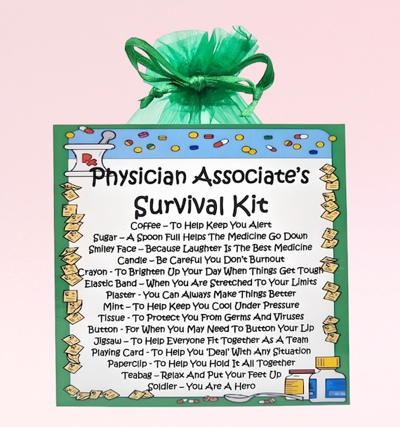 Physician Associate's Survival Kit ~ Fun Novelty Gift & Card | Birthday Present | Greeting Cards | Thank You |Personalised Gift | Keepsake