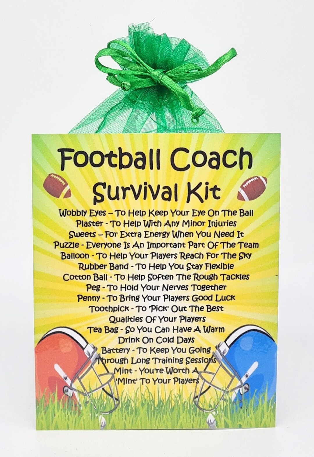 Football Coach USA Survival Kit Fun Novelty Gift & Card Birthday