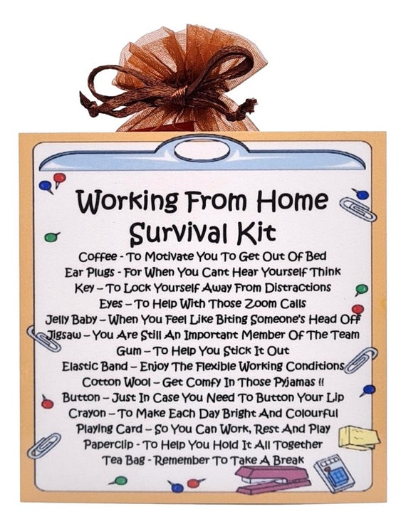 Working From Home Survival Kit Fun Novelty Gift & Card Alternative Present  Birthday Greeting Cards Unique Gift Secret Santa 