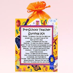 Vorschullehrer-Überlebenskit ~ lustiges neues Geschenk & Karte | Geburtstagsgeschenk | Grußkarten | Personalisiertes Dankeschön Lehrer Geschenk