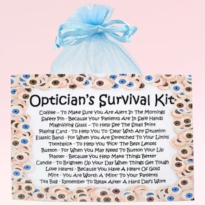 Trousse de survie pour opticien ~ alternative amusante pour le cadeau et la carte | Cadeau d'anniversaire | Cartes de voeux | Cadeau personnalisé pour un opticien