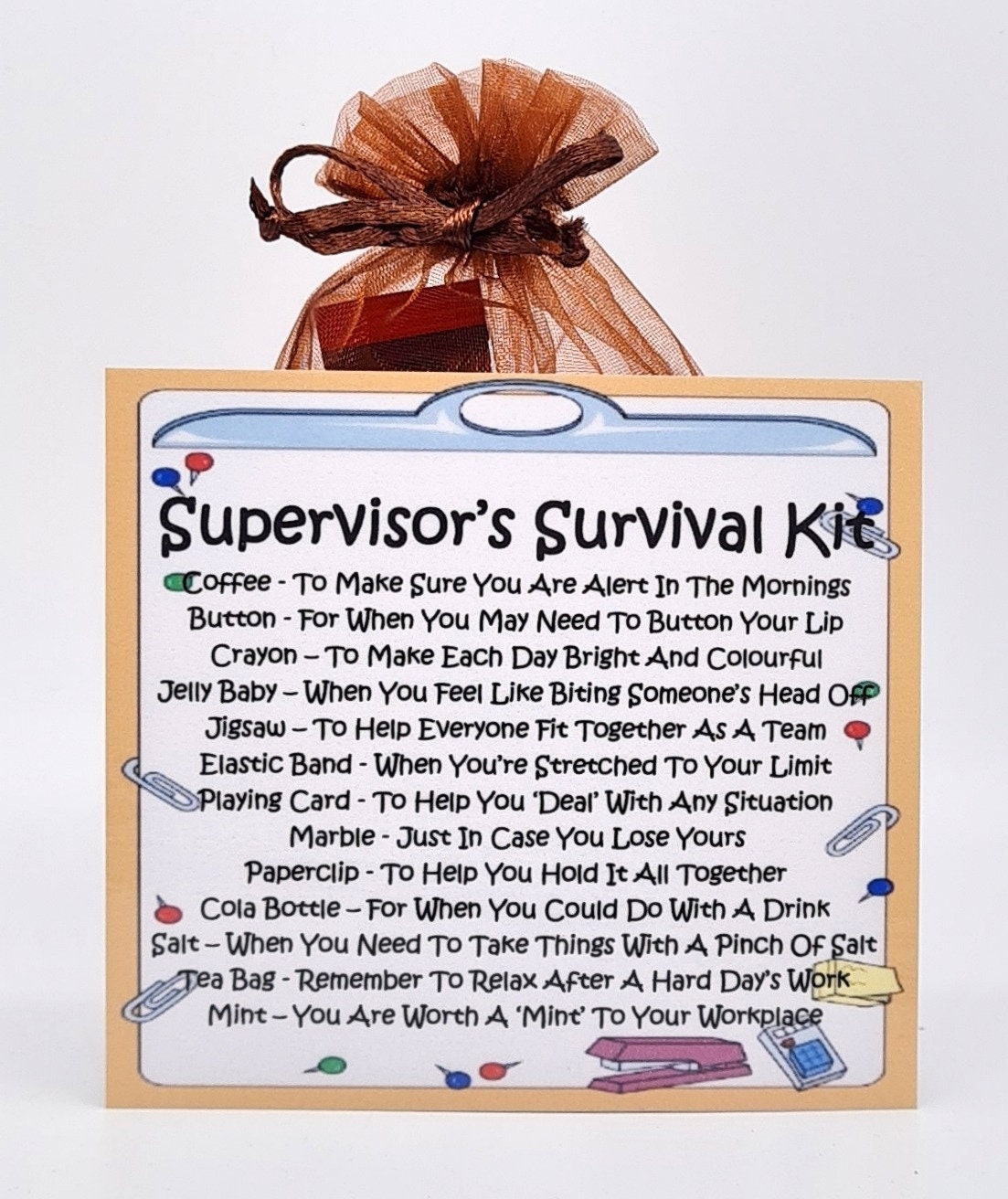 Supervisor's Survival Kit Fun Novelty Gift & Card - Etsy