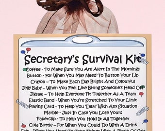 Secretary's Survival Kit ~ Fun Novelty Gift & Card Alternative | Birthday Present | Greeting Cards |Personalised Secretary Gift | Keepsake