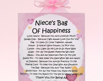 Niece's Bag of Happiness ~ Fun Novelty Gift & Card Alternative | Birthday Present | Greeting Cards |  Personalised Keepsake Gift for a Niece