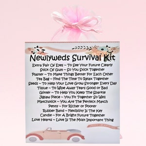 Kit di sopravvivenza per sposi novelli (rosa) ~ Regalo di nozze originale, divertente e originale / Unione civile / Regalo personalizzato per sposi novelli / Matrimonio