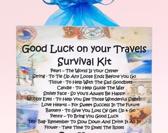 Good Luck on Your Travels Survival Kit ~ Fun Novelty Gift | Good Luck | Goodbye Gift & Keepake | Farewell Gift | Personalised Unique Gift