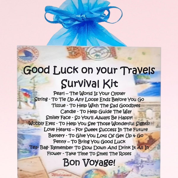 Good Luck on Your Travels Survival Kit ~ Fun Novelty Gift | Good Luck | Goodbye Gift & Keepake | Farewell Gift | Personalised Unique Gift