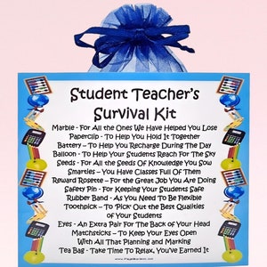 Student Teacher&#39;s Survival Kit ~ Fun Novelty Gift & Card | Birthday Present | Greeting Cards | Thank You Teacher | Keepsake