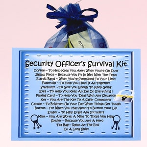 Kit de survie pour agent de sécurité ~ Alternative amusante pour le cadeau et la carte | Cadeau d'anniversaire | Cartes de voeux | Nouvel emploi | Souvenir personnalisé