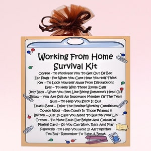 Kit de sobrevivência para trabalhar em casa ~ Presente divertido e inovador e alternativa para cartão | Presente de aniversário | Cartões comemorativos | Presente personalizado para um colega de trabalho