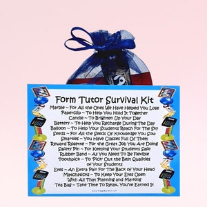 Form Tutor Survival Kit ~ Cadeau et carte fantaisie | Cadeau d'anniversaire | Cartes de voeux | Cadeau personnalisé pour professeur | Merci