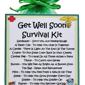 Get Well Soon Survival Kit Fun Novelty Gift &amp; Card Keepsake Good Luck ...