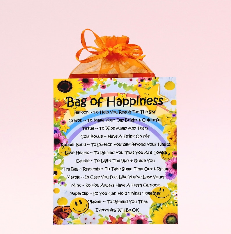 Bag of Happiness ~ Fun Novelty Gift & Card | Birthday Present | Greeting Cards | Keepsake | Cheer Up Gift | Friend Birthday | Keepsake