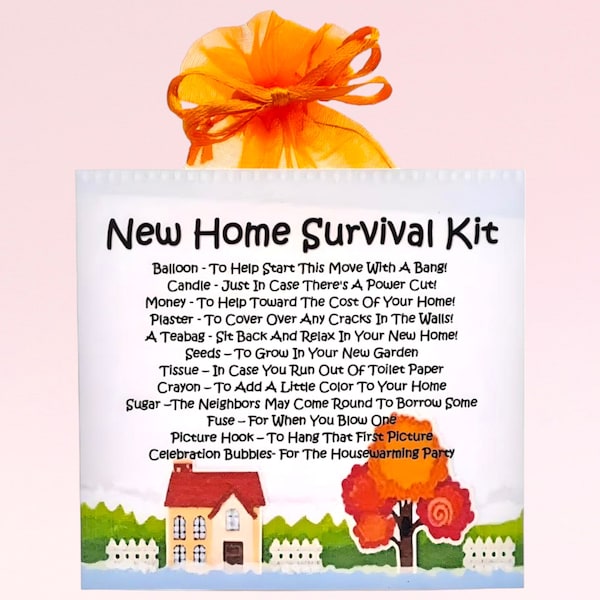 Nieuwe Home Survival Kit ~ Leuk nieuwigheidscadeau | Veel geluk | Gepersonaliseerde aandenken | Nieuw huiscadeau | Inwijdingsfeest | Uniek cadeau voor een nieuw huis