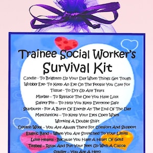 Trousse de survie pour travailleur social stagiaire ~ Cadeau et carte fantaisie | Cadeau d'anniversaire | Cartes de voeux | Souvenir personnalisé unique