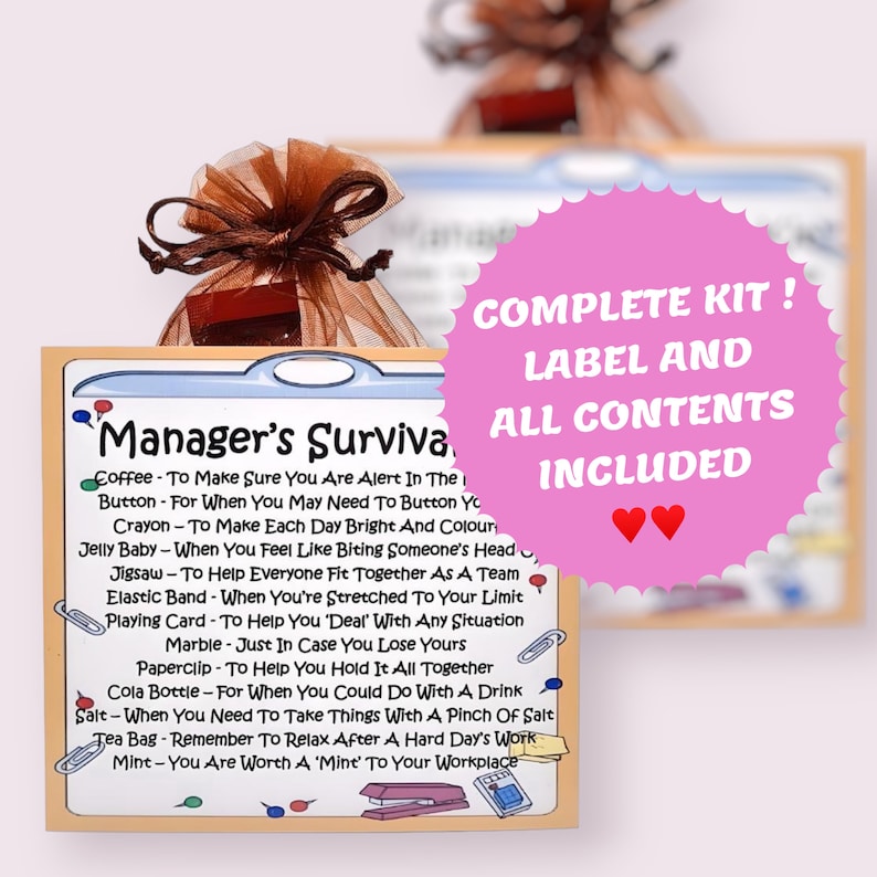 Manager's Survival Kit Fun Novelty Gift & Card Alternative Birthday Present Greeting Cards Unique Personalised Gift for a Manager image 2
