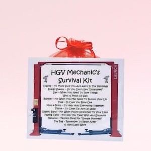 LKW Mechaniker Survival Kit ~ Lustiges Neuheit Geschenk & Kartenalternative | Geburtstagsgeschenk | Grußkarten | Personalisiertes Andenken Geschenk