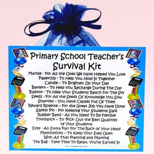 Kit de supervivencia para maestros de escuela primaria ~ Regalos y tarjetas novedosos y divertidos como alternativa / Regalo de cumpleaños / Tarjetas de felicitación / Agradecimiento al maestro