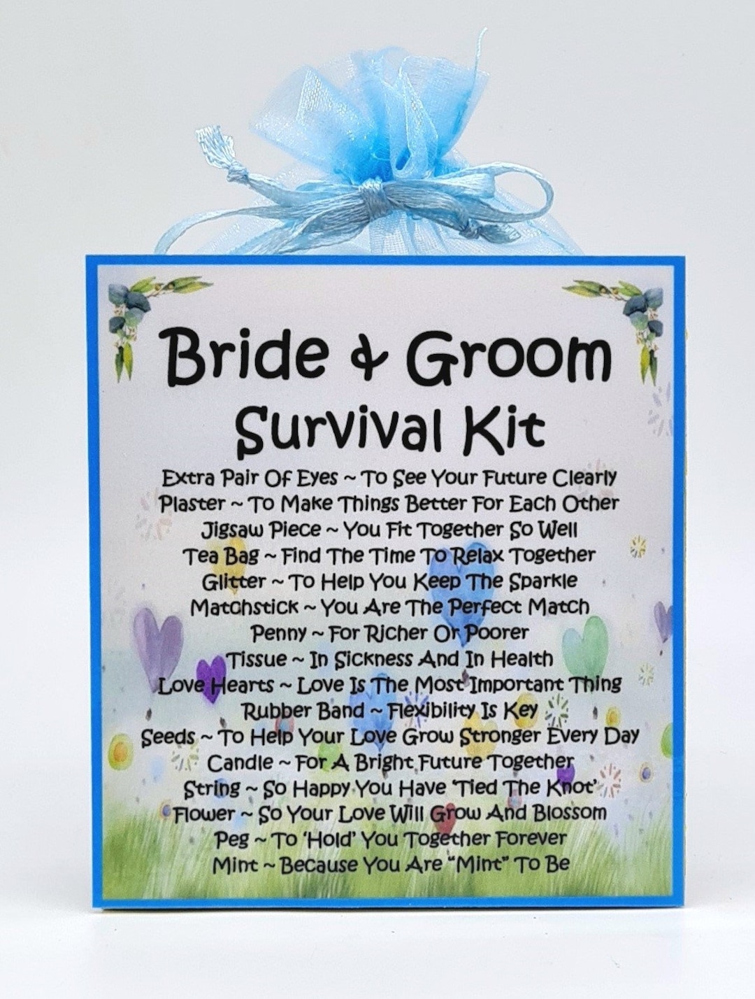 Bride & Groom Survival Kit blue Unique Fun Novelty Wedding Gift