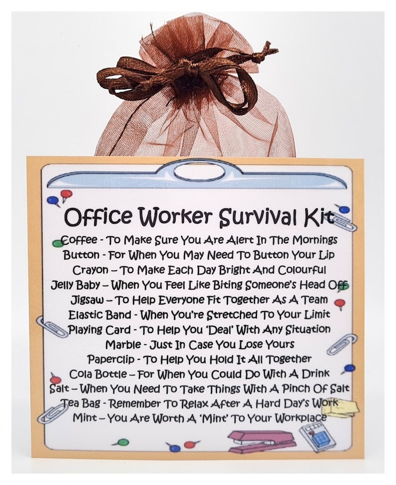 Office Worker's Survival Kit Fun Novelty Gift & Card Etsy