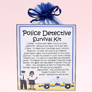 Kit de survie pour détective de police ~ Cadeau et carte fantaisie | Cadeau d'anniversaire | Cartes de voeux | Cadeau d'officier de police | Souvenir personnalisé