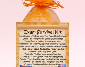 Exam Survival Kit ~ Fun Novelty Gift and Card Alternative | Good Luck Present | Good Luck Greetings Card & Keepsake | Exam Good Luck