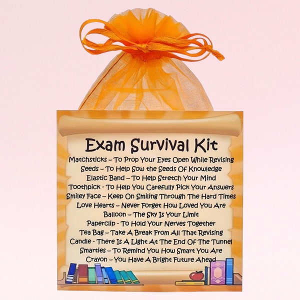 Exam Survival Kit ~ Fun Novelty Gift and Card Alternative | Good Luck Present | Good Luck Greetings Card & Keepsake | Exam Good Luck