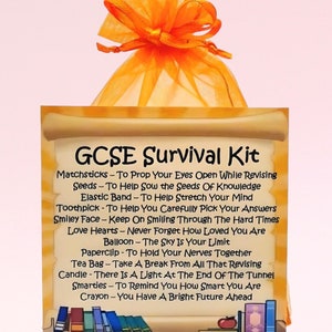 GCSE Survival Kit ~ Lustiges Geschenk und Karte | Prüfung Good Luck Geschenk | Viel Glück Grüße & personalisierte Andenken | Prüfung Überleben