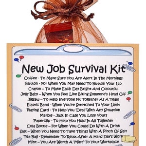 Kit de survie pour nouvel emploi Alternative amusante pour le cadeau et la carte Cartes de voeux Bonne chance Cadeau d'adieu Félicitations pour votre nouvel emploi Souvenir image 3
