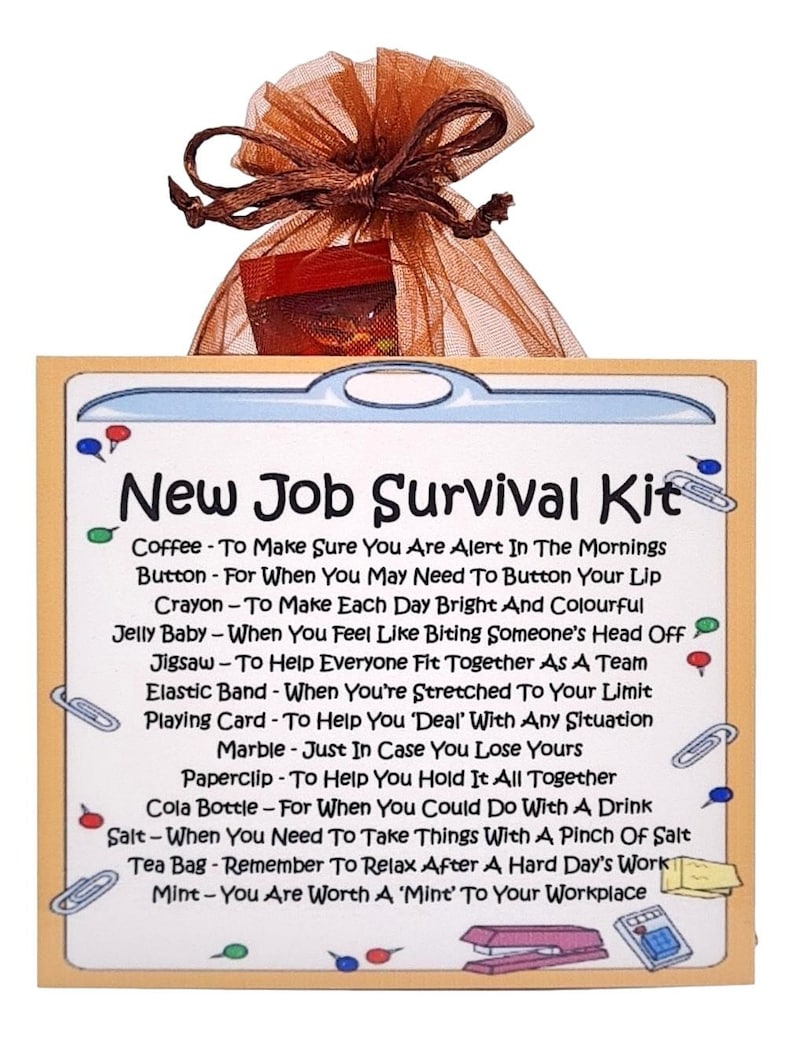 New Job Survival Kit Fun Novelty Gift & Card Alternative Greeting Cards Good Luck Farewell Gift New Job Congratulations Keepsake image 3