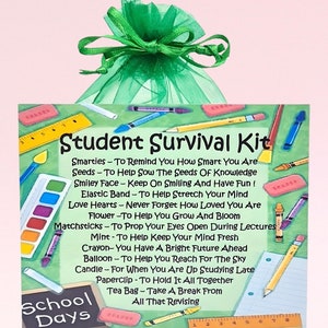Kit de Sobrevivência para Estudantes ~ Alternativa Divertida para Presente e Cartão | Presente | Aniversário | Cartões de Felicitações | Presente de Boa Sorte Exclusivo para um Estudante