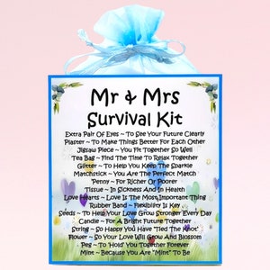 Kit di sopravvivenza Mr & Mrs (blu) ~ Regalo di nozze unico e divertente / Ricordo / Unione civile / Regalo personalizzato per sposi novelli