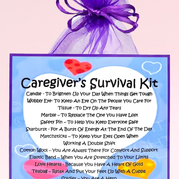 Caregiver's Survival Kit ~ Fun Novelty Gift & Card Alternative | Birthday Present | Greeting Cards | Personalised Caregiver Gift | Thank You