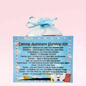 Kit de sobrevivência para assistente de dentista ~ Presente de novidade divertido e alternativa de cartão | Presente de aniversário | Cartões comemorativos | Lembrança personalizada