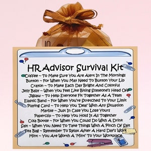 Kit de survie pour conseiller en ressources humaines ~ Alternative amusante aux cadeaux et aux cartes | Cadeau d'anniversaire | Cartes de voeux | Cadeau de bureau personnalisé unique