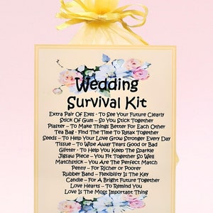Kit di sopravvivenza per matrimonio (oro) ~ Regalo e biglietto di nozze unico e divertente / Ricordo / Unione civile / Regalo di nozze personalizzato