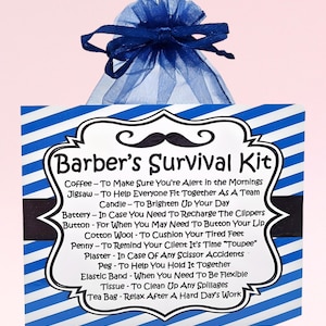 Barber's Survival Kit ~ Lustige Geschenk- & Kartenalternative | Geburtstagsgeschenk | Grußkarten | Vielen Dank | Personalisiertes Geschenk für einen Friseur