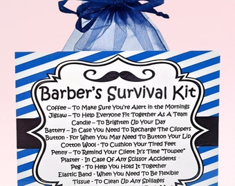 Barber's Survival Kit ~ Lustige Geschenk- & Kartenalternative | Geburtstagsgeschenk | Grußkarten | Vielen Dank | Personalisiertes Geschenk für einen Friseur