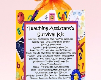 Teaching Assistant's Survival Kit ~ Fun Novelty Gift & Card | Birthday Present | Greeting Cards | Personalised Thank You Teacher Gift