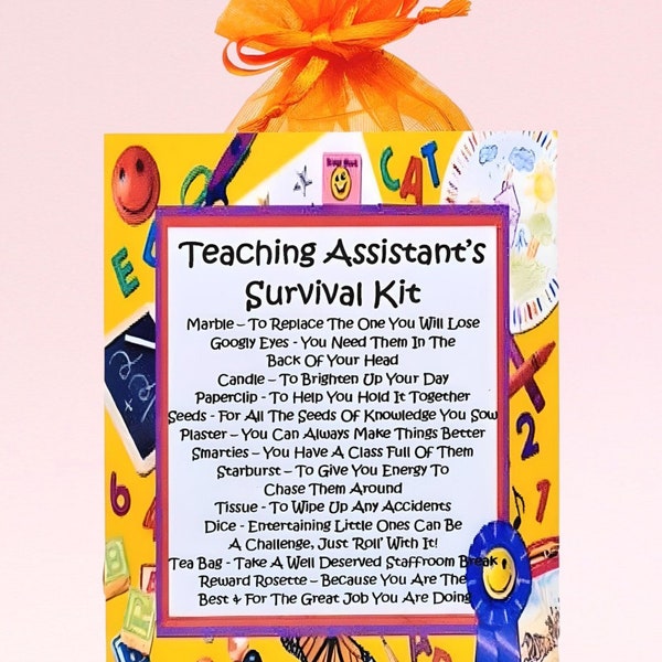 Teaching Assistant's Survival Kit ~ Fun Novelty Gift & Card | Birthday Present | Greeting Cards | Personalised Thank You Teacher Gift