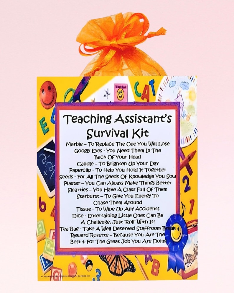 Teaching Assistant's Survival Kit ~ Fun Novelty Gift & Card | Birthday Present | Greeting Cards | Personalised Thank You Teacher Gift