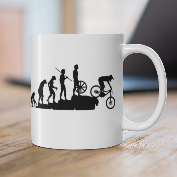 Mountain Bike Gift, Mountain Biking Evolution Coffee Mug, Gift For A Cycling Friend Or Loved One, Mountain Biker Mug, Biking Gift
