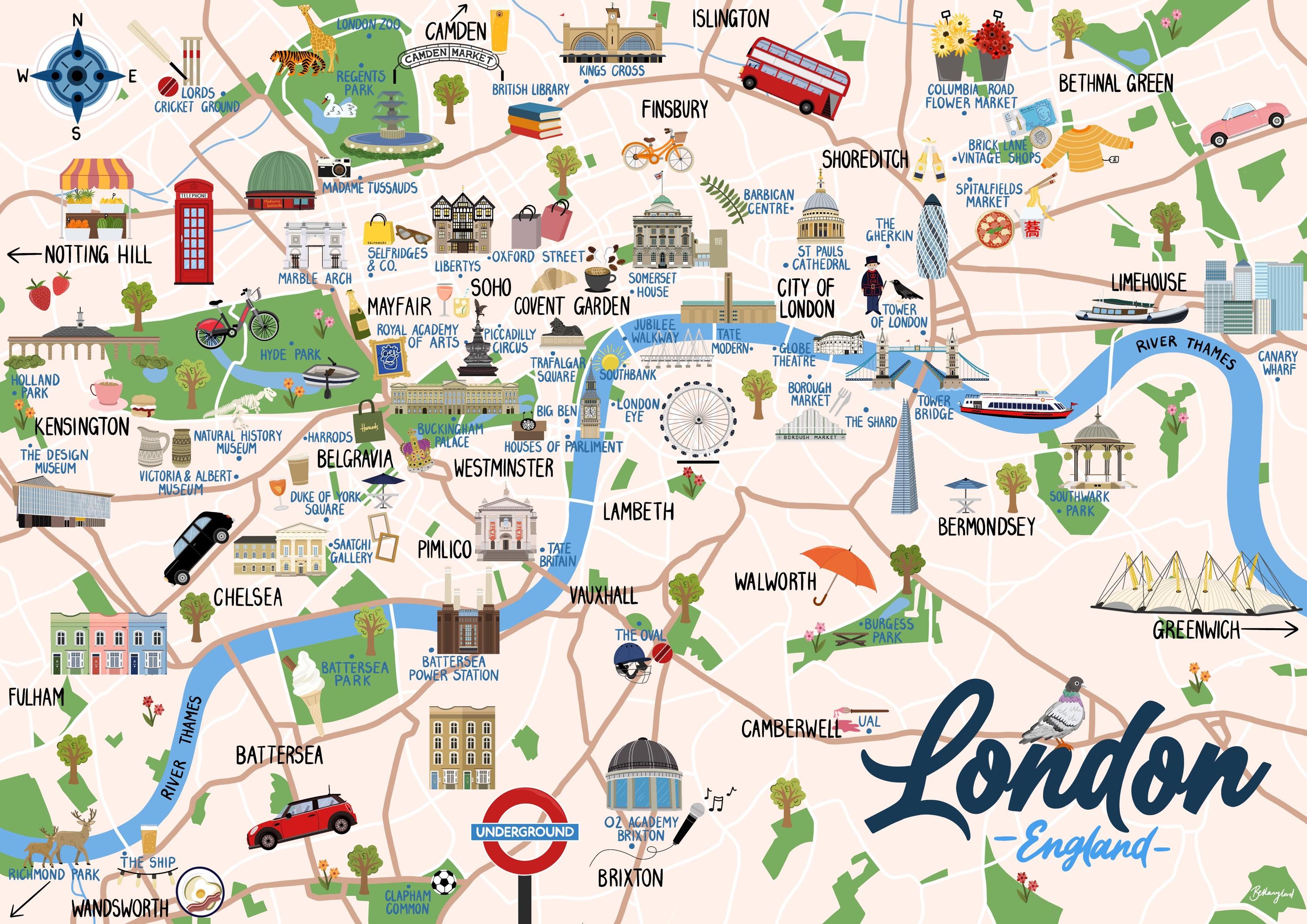 地図・旅行ガイド London MAP London - Map and Travel Guide Digital Print - Etsy