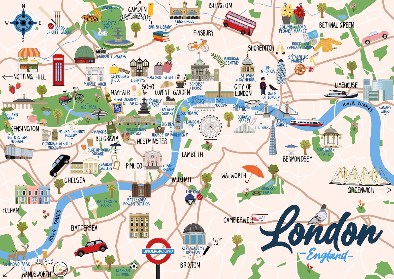 London - Map Print - Etsy UK