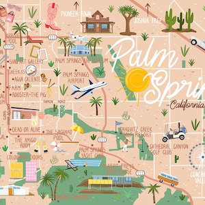 Palm Springs Map and Travel Guide | Etsy